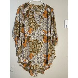 Cato 18/20 High Low V Neck Boho 3/4 Or Button Up Sleeve Lightweight Trending B1